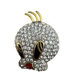 Tweety Bird Crystal Rhinestone Gold-Tone Brooch Pin Sparkling Jewelry Gift Acces